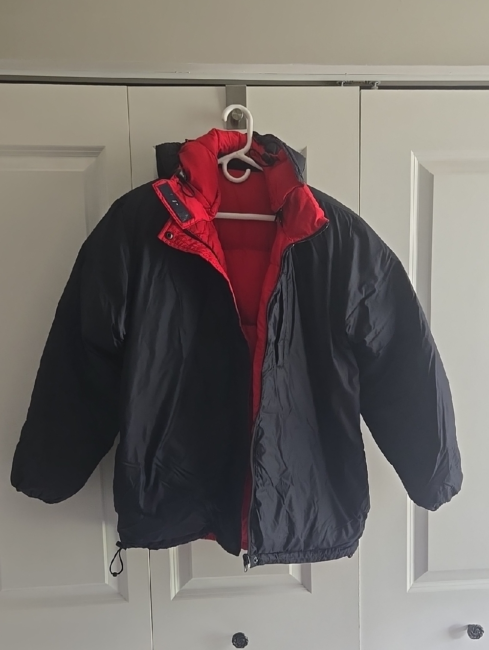 Lands’ End Red Puffer Jacket Women’s Medium 10-12 Hooded